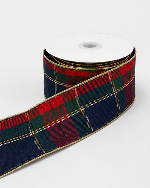 Tartan stuha so zlatým lemom 10metrov